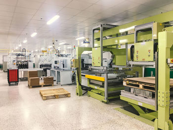 Interior of illuminated factory