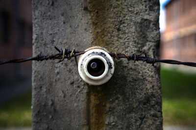 Holocaust concept fence for remembrance day, auschwitz birkenau camp