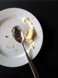 High angle view of breakfast on table