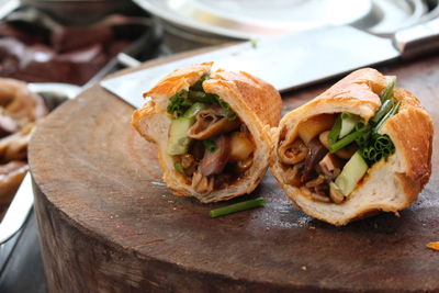 Close-up of bread served on plate