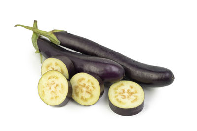 High angle view of fruits on white background