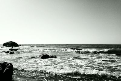 Scenic view of sea against clear sky