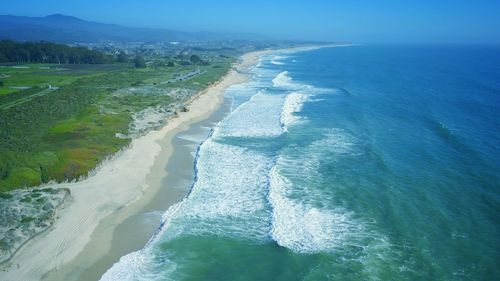 High angle view of beach against sky