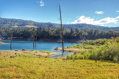 Scenic view of lake against sky