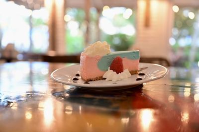 Close-up of dessert on table