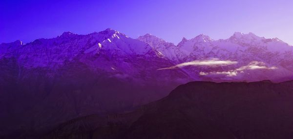 Scenic view of mountains against clear sky