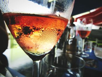 Close-up of beer in glass