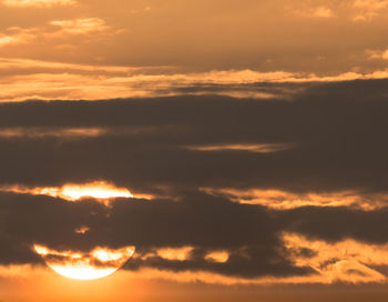 Low angle view of cloudy sky during sunset