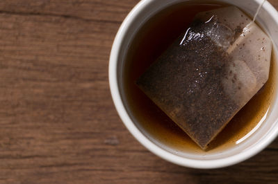 High angle view of tea on table