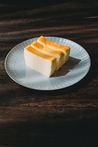 Close-up of cake in plate on table