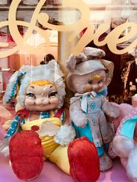 Close-up of christmas decorations in store