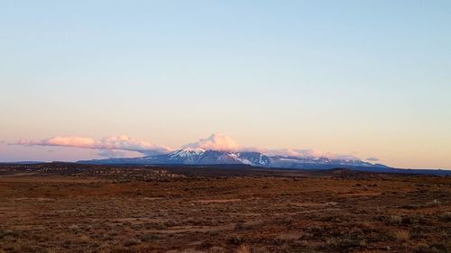 Scenic view of landscape against clear sky