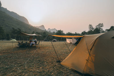 Tent against sky