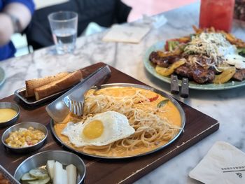 Close-up of food in plate on table