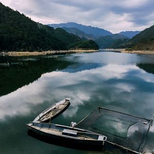 Scenic view of lake against sky