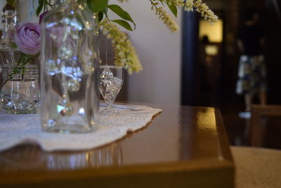 Close-up of flower vase on table