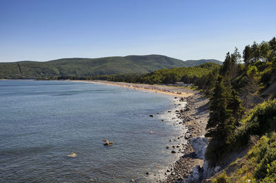 Scenic view of river against clear sky