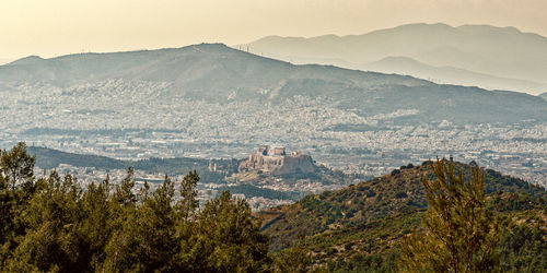 Panoramic view of athens parthenon, greece