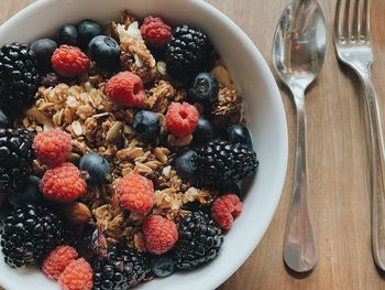 High angle view of fruits in bowl