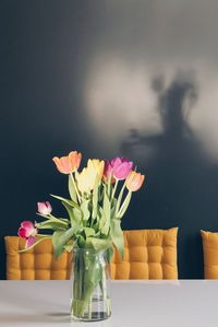 Close-up of flower vase on table