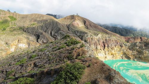 View of the hills around lake kelimutu