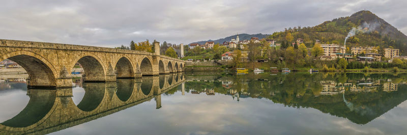 Scenic view of bridge over river against sky