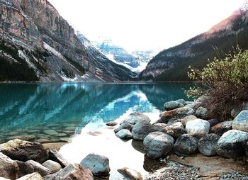 Scenic view of lake against sky