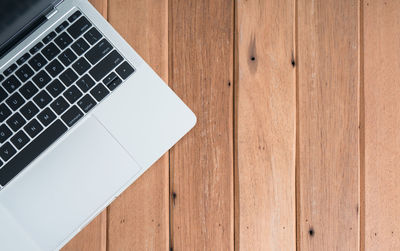 High angle view of laptop on table