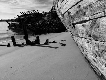 Man on beach against sky