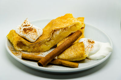 Close-up of breakfast served in plate