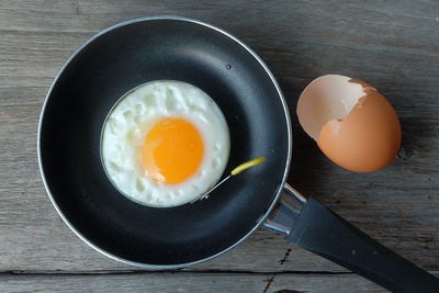 High angle view of breakfast on table