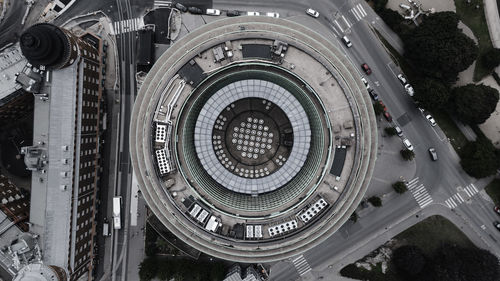 High angle view of buildings in city