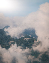 High angle view of mountains against sky