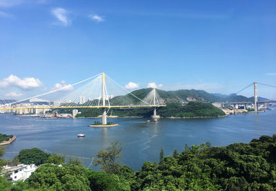 Suspension bridge over sea