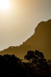 Scenic view of silhouette mountain against sky during sunset