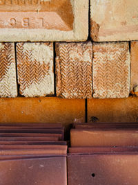 Close-up of stone wall in building