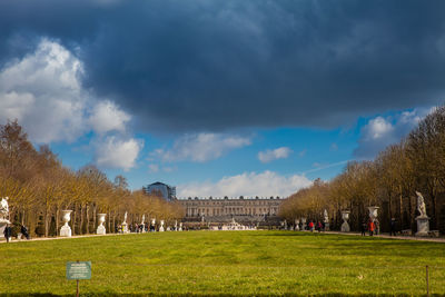 Panoramic view of cemetery against sky