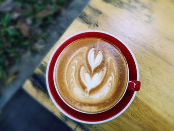 High angle view of coffee on table