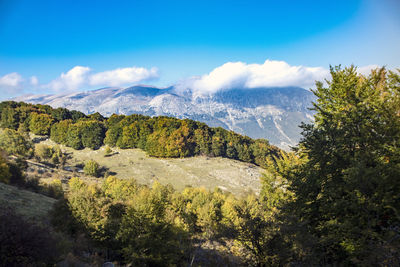 Scenic view of mountains against sky