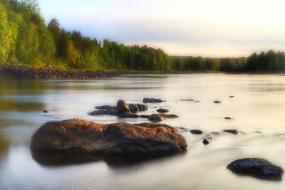 Scenic view of lake against sky