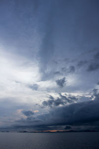 Scenic view of sea against dramatic sky