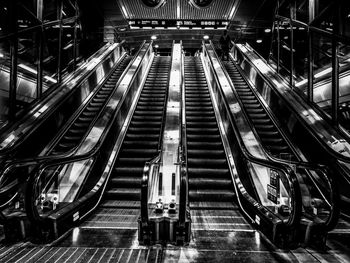 High angle view of escalator at subway station