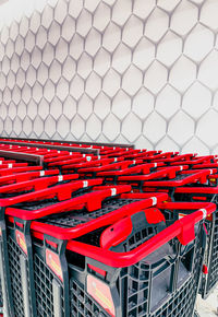 High angle view of red metallic structure