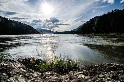 Scenic view of lake against sky