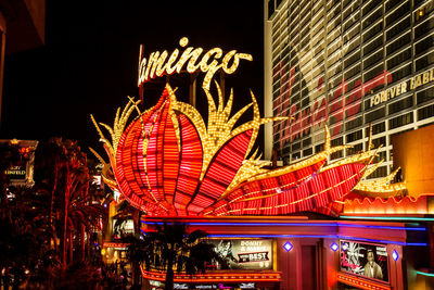 Low angle view of illuminated built structure