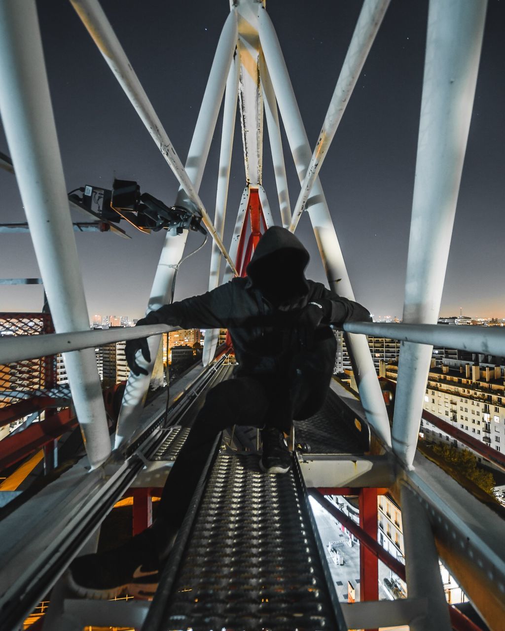 built structure, architecture, bridge - man made structure, real people, outdoors, adventure, day, men, one person, city, sky, people