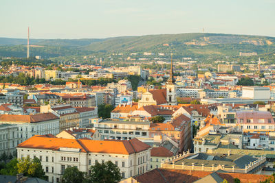 High angle view of townscape against sky