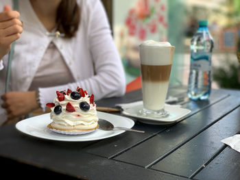 Whipped cream cake and irish coffee