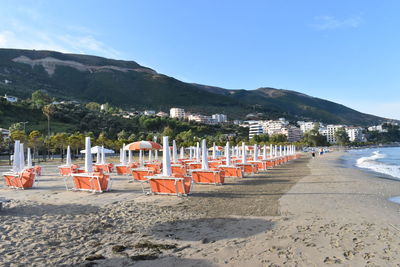 Scenic view of beach against sky on a summer morning