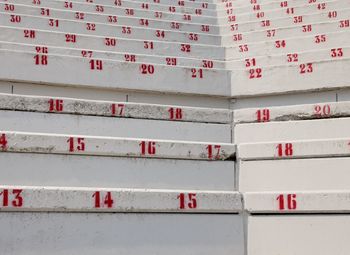 Low angle view of seats at stadium